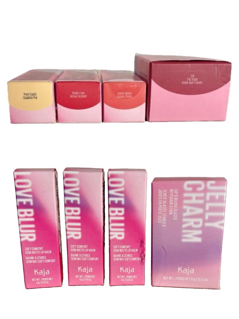 KAJA 4pc Lip Set LOVE BLUR Semi-Matte Balm JELLY CHARM Cheek Stain Color KOREA